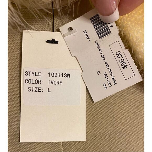 NWT Idem Ditto Open Cardigan Ivory Size L Front Pockets SOFT - Picture 11 of 12